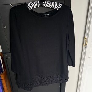 Croft & Barrow Women's Black Long Sleeve Lace Top